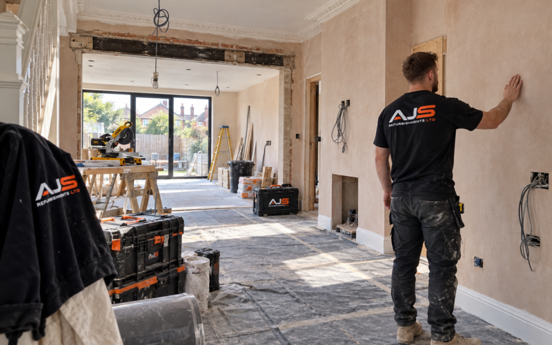 AJS Refurbishments setting out an office layout before a commercial fit out